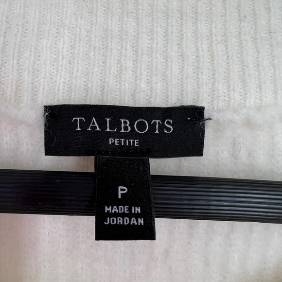 Talbots Womens Size Small Petite White Gray Sweater Blouse Shirt Top Christmas - Picture 2 of 8